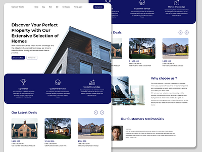 Real Estate Website Concept - Final Version blue design landing page landing page design minimalist real estate real estate design real estate landing page real estate website ui ui ux ux webdesign website design white