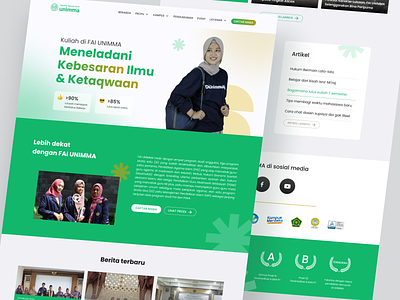 Website Campus campus clean design design green hijab islam islamic campus islamic study landing page minimal modern muslim news study ui uiux university ux web design website