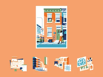 CDC campaign - Neighbor & planner architecture building character city design flat geometric icon illustration landscape map neighbor planner tool