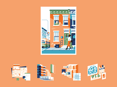 CDC campaign - Neighbor & planner architecture building character city design flat geometric icon illustration landscape map neighbor planner tool