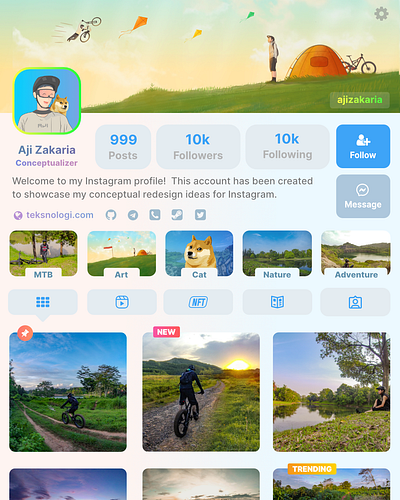 Instagram Redesign Concept (Profile Cover) art design digital art graphic design illustration logo ui ux