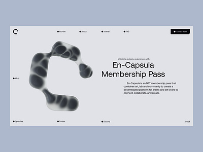 En-Capsula | Home Page 3d blockchain branding design en capsula membership nft pass typography ui web