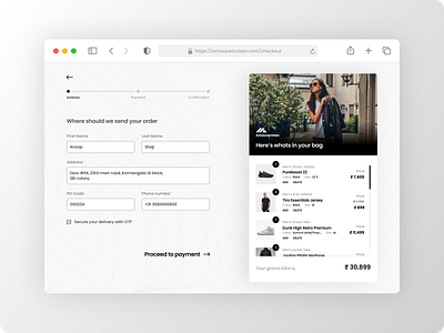 Armoured urban, a checkout UI design ui ux