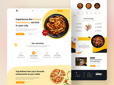 Food Delivery Landing Page buffet delivery design eat fast food delivery website food food delivery food delivery landing page foodie homepage meal order restaurent ui ux food web web design