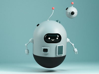 Cute robot 3d cg cinema4d robot rozov visualisation wnbl