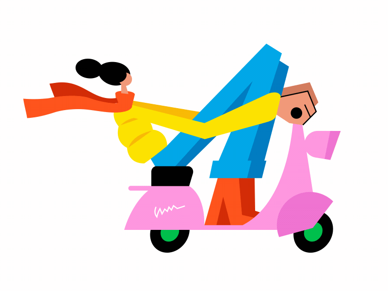 Woman on scooter 2d animation gif illustration lottie scooter vector woman