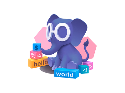 Php 101 illustration blocks course egghead elephant icon illustration php programming
