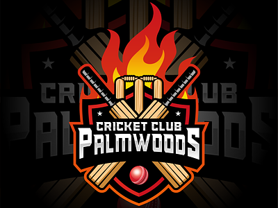 PALMWOODS CRICKET CLUB ball baseball club cricket design football graphic design icon illustration logo palmwoods softball sports typography vector