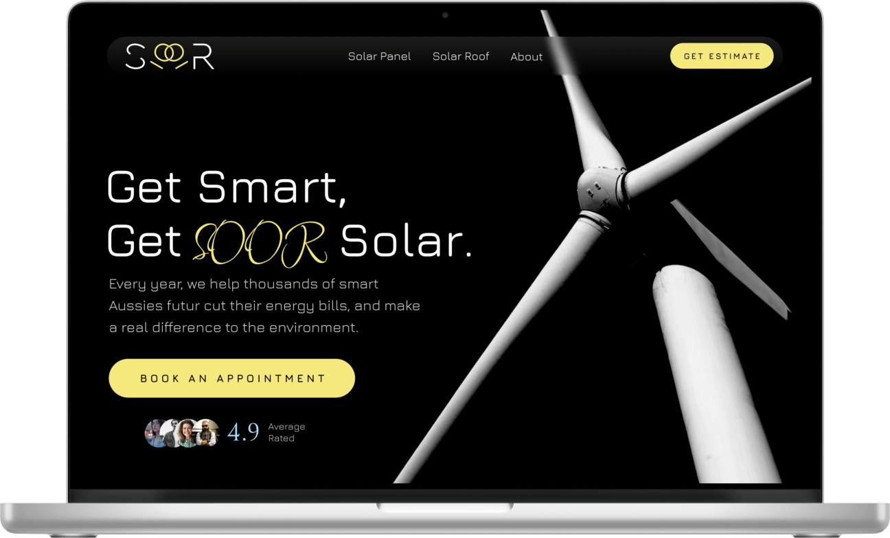 SOOR - Solar Website Design agency branding creative digital graphic design landing page logo services solar solar energy solar panels solar store solar website ui web design wind energy