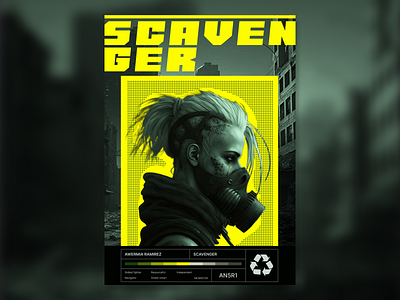 Scavenger | Techno Style & Gradient Map apocalypse banner cyberpunk gradient graphic design green post apocalypse poster techno toxic