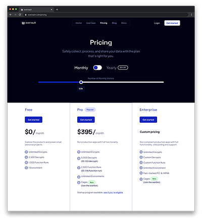 Evervault Price Page Design Concept design figma saas ui ux webdesign webpage