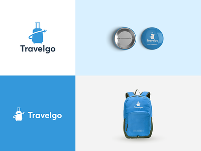 Travelgo Logo blue branding flight fly graphic design hotel logo logo design suitcase travel travelgo