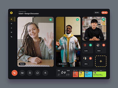 Video Conference — Design Tool Edition (Dark) animation call conference dailyui design figma flat meet minimal motion simple sketch tool top tutorial ui ux video web workspace