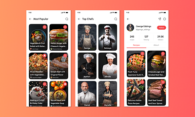 Food Recipes Mobile App UI Design app app design branding design illustration logo mobile ui ux vector