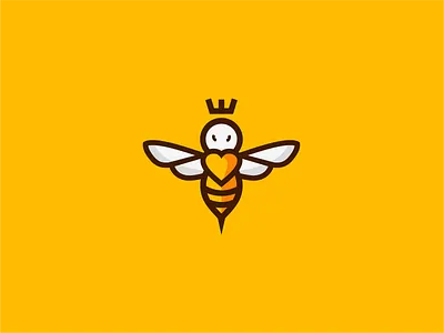 Queen Bee logo bee branding clean design graphic design heart logo logo design minimal queen yellow