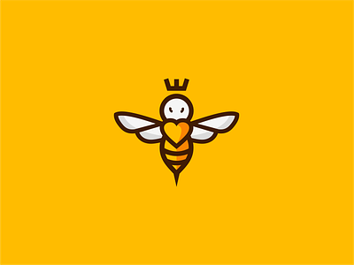 Queen Bee logo bee branding clean design graphic design heart logo logo design minimal queen yellow