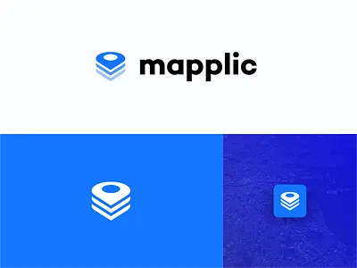 Mapplic logo blue branding clean graphic design interactive map layers logo logo design map minimal pin