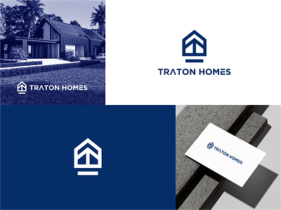 Traton Homes Logo blue branding clean design graphic design home homes house logo logo design minimal property t traton
