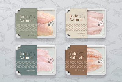 Todo Natural | Visual Id. + Packaging brand branding design fish food graphic design illustration logo logotype pack packaging sea sea food vector visual id