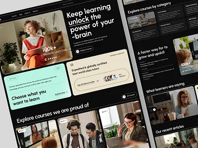 Learning Website Design: Landing page e learning figma landing page modern design online course product design ui uihut uiux design web web design web template webflow webflow designer webflow expert website website design