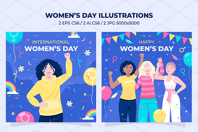 Flat women's day illustrations design graphic design illustration woman
