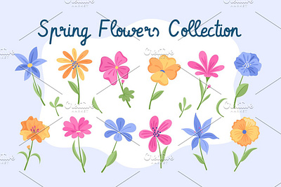 Cute spring flower collection design drawing flowers illustration season spring