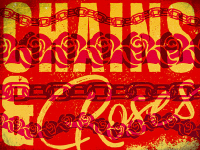 Chains & Roses bruch chain custom design distress grunge illustration rose texture vector