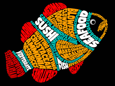 Fish Typography | logo | design | poster | t-shirt | wallpaper design fish fish typography illustration logo poster design t shirt design ideas typography typography design typography t shirt typographydesign typographyfonts wall art word cloud word cloud art