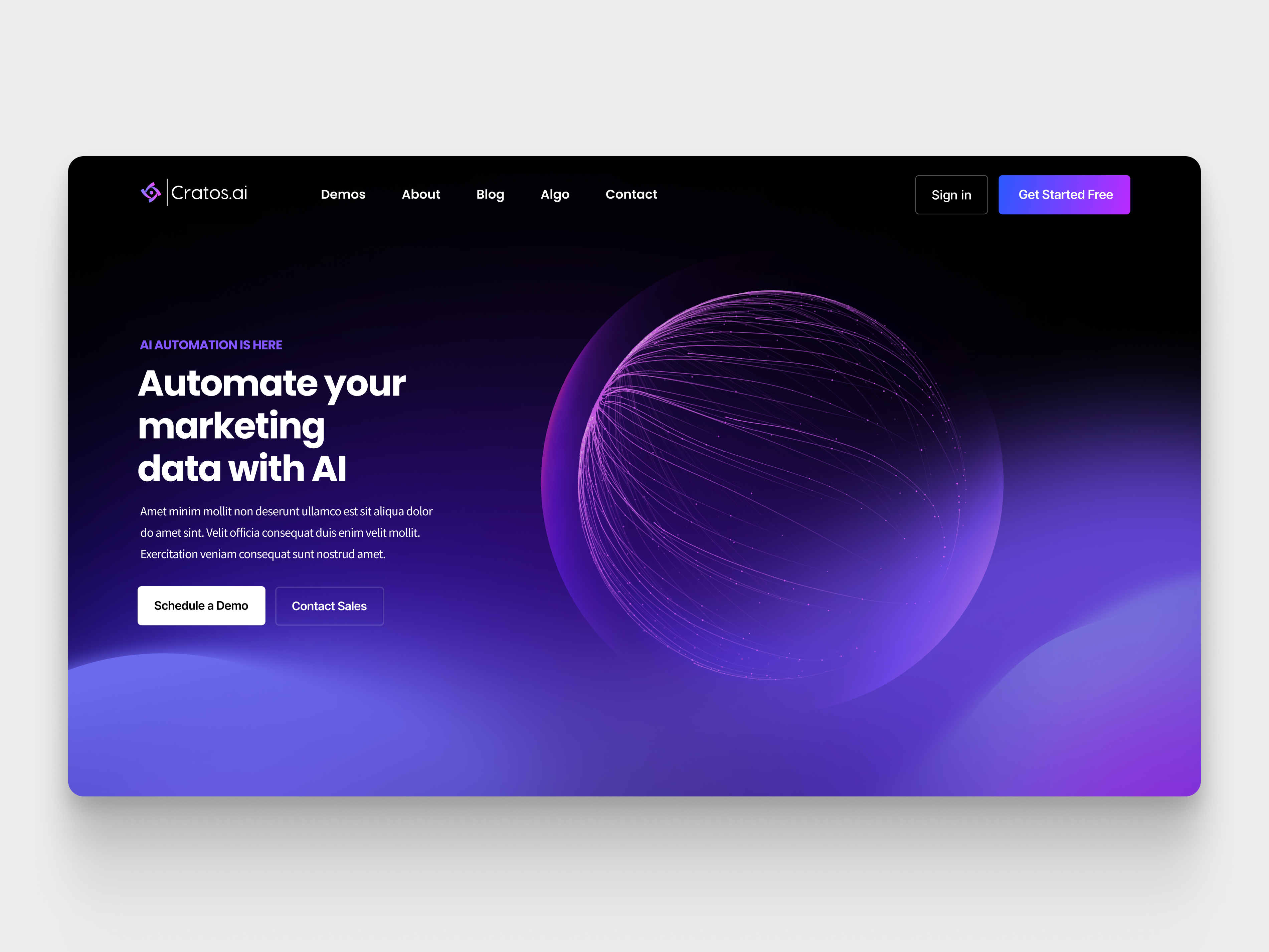 Header Landing Page AI SaaS web design ai dark elegant futuristic hero landing landingpage purple saas web webdesign website