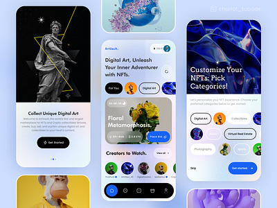 NFT marketplace app community design marketplace mobile app nft onboard ui