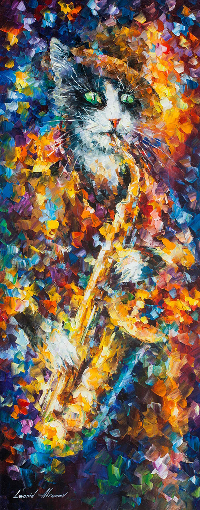 SAXOPHONE CAT leonidafremov