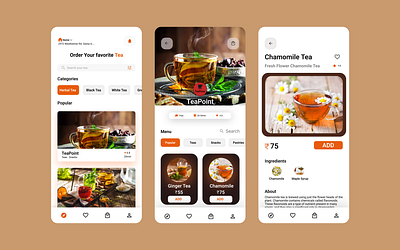 Tea Delivery App app design mobile typography ui