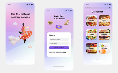 Food Delivery App app design food delivery app illustration ui