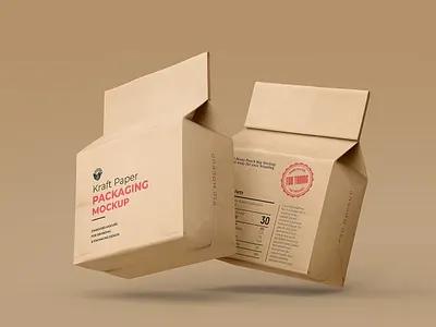 Food packaging mockup on Kraft paper bag mock up mockup mockups package packaging psd