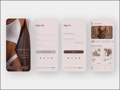 UI design for an Underwear App app beginner design inspiration iphone pink screen shot ui