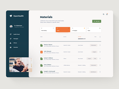 materials clean dashboard design digital therapy green healthcare minimal saas simple therapy ui voit