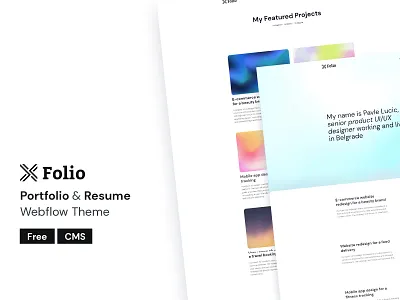 Portfolio & Resume Webflow Template [Free Template] cv graphic design landing page portfolio resume template webdesign webflow website website design website template