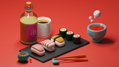 3D CUTE SUSHI MODELING 3d cute design illustration modeling sushi