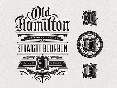 Old Hamilton Bourbon branding art direction branding design hand lettering label lettering logo logopack logotype packaging spirits typography