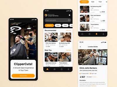 Barber Shop Mobile App Concept app design app development mobile application ui uiux website design