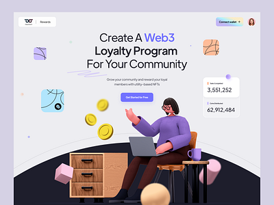 Web3 Platform UI blockchain community crypto dao defi exploration home page investment landing page loyalty nft payment platform society token ui ux web app web design web3