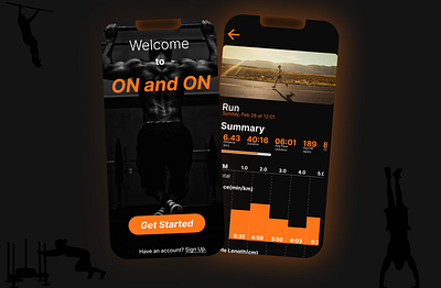 Fitness App(ON and ON)🏃🏻‍♂️🏋🏻🥇 app clean dailyui design minimal mobile ui ux