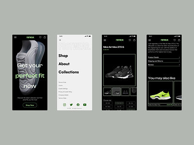 Phone version of a responsive sport shoes online store website ecommerce homepage menu mobile version online store product details responsive website user interface ux website design