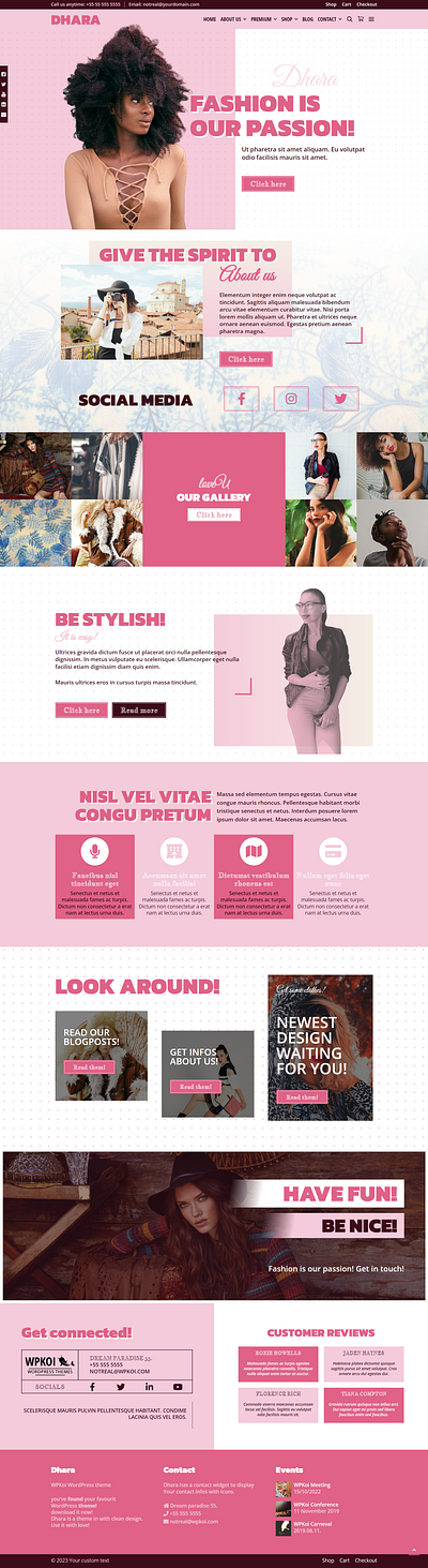Dhara WPKoi WordPress Theme app colorful elementor fashion modern pink portfolio template unique web design webdesign webshop website wordpress