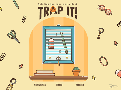 Trap It! branding design desk furniture graphic design illustration innovation inovation solution stationery study vector