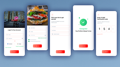 Log In and Sign Up Process food delivery app screen log in mobile screen sign in sign up ui ui ux