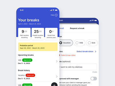 Break Request App design productdesign ui ux