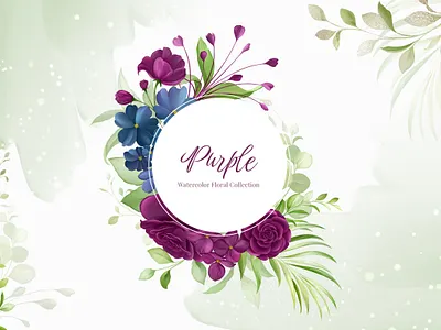PURPLE WATERCOLOR FLORAL COLLECTION blue design floral flowers graphic design green illustration painting purple rose watercolor watercolor floral watercolor flowers wedding invitation