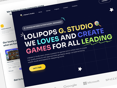 Lolipops Game Studio - Landing Page aesthetic company profile design agency game game agency game company game company design game design game developers game landing page game profile game studio game studio design game studio website game ui game ux game website landing page web design web ui