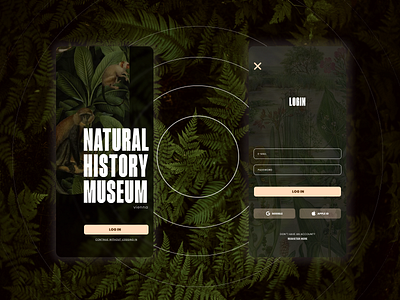 Natural History Museum app: welcome & login screen login screen mobile app museum ui concept ux welcome screen
